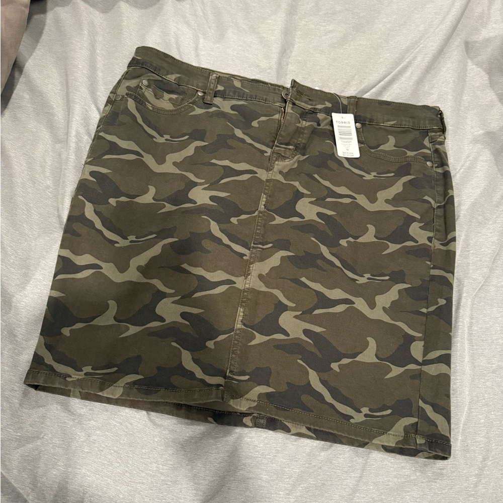 torrid Olive Green Camo Stretch Mini Skirt
